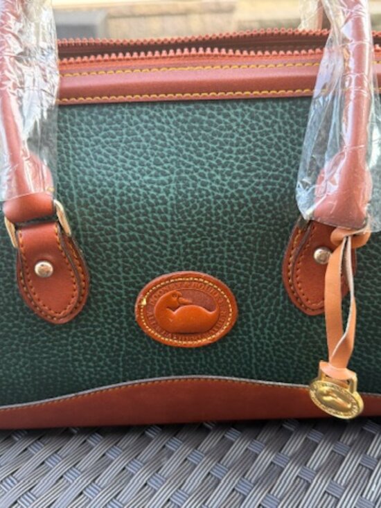 Dooney & Bourke Handbags - Vintage Dooney & Bourke All Weather Leather Satchel Forest Green British Tan